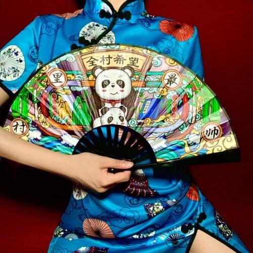 8 Inch Silk Cloth Chinese Style trend Folding Fan Antiquity Folding Fan Calligraphy Painting drama Pattern Hand Fan Home Decor