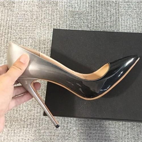 Ladies Office Gradient Color Shoes High Heels Wedding Shoes Party Pump Shoes Fashion Shoes Woman Pointed Toe Thin Heel D006C