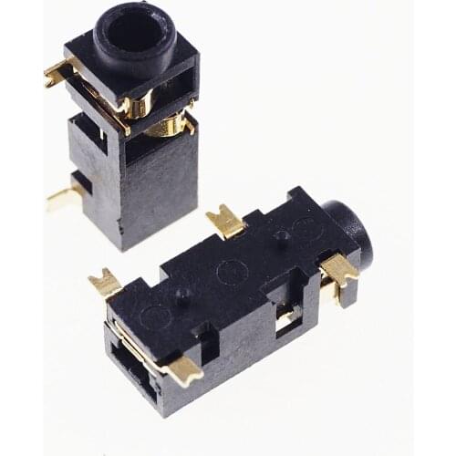 100pcs TRS Phone Jack Diameter 2.5mm 4 pin audio socket 3 pole earphone plug SMD right angle Stereo Audio Jack Surface Mount