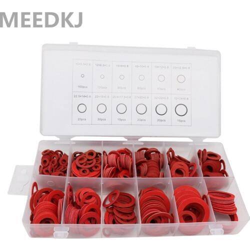 150/600pcs boxed red O-ring sorting washer insulated steel wash seal O-ring kit 10x5 10x6 10x7 12x8, with plastic box