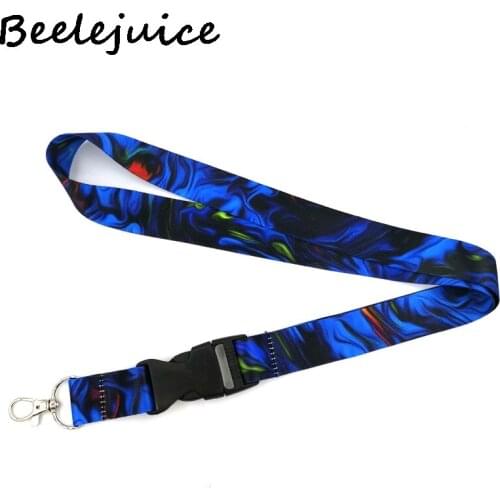 24pcs Blue Watercolor Marble Pattern Neck Strap Lanyard ID badge card holder keychain Mobile Phone Strap Ribbon webbing necklace