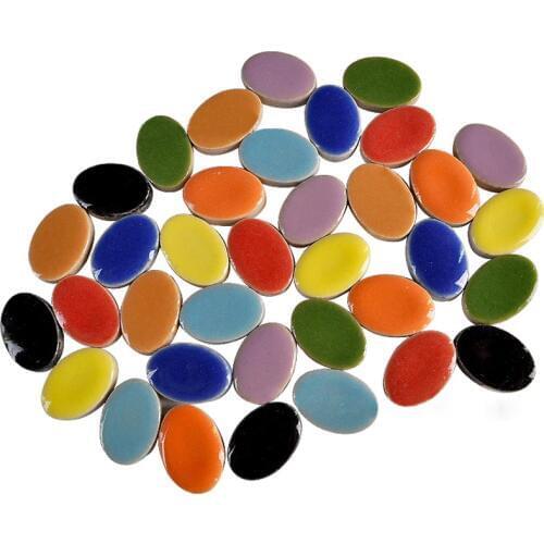 60 Pcs Mosaic Craft Art Belt Mosaic Making Porcelain Mosaic Tiles Jewelry Earring Micro Ceramic Oval Ultrathin Ceramic