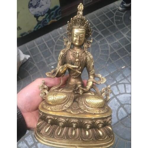8'' China Tibet Pure Bronze Vajrasattva Bodhisattva Buddha Statue 21cm