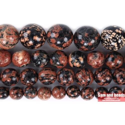 AAAAA Natural Stone Gold Snowflake Obsidian Jaspers Beads For Jewelry Making DIY Bracelets Necklace 15'' 4/6/8/10/12mm
