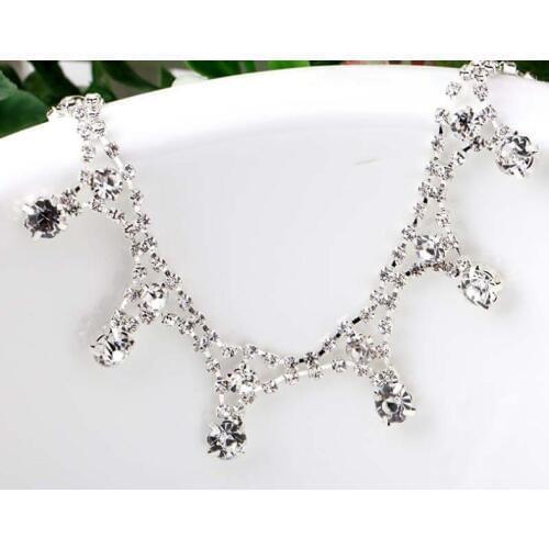 Free Shipping 5 yards Crystal Rhinestone Trim, Rhinestone Applique, Bridal Applique,Wedding Applique,Rhinestone Chain TONG058