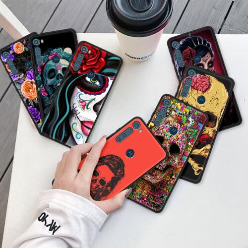Case for Motorola Moto G9 Play G8 Power Lite One Fusion Plus Hyper G30 G10 Soft G Stylus Phone Coque Fundas Style Flower Skull
