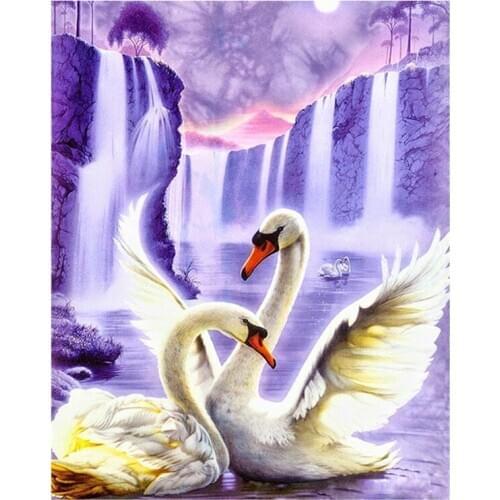 DIY Digital Painting By Numbers Couple swan oil painting mural Kits Coloring Wall Art Picture Gift frameless