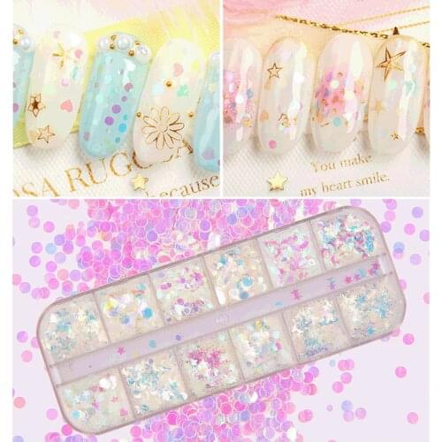 Sequins Holographic Manicure Symphony Love Star Pink White Nail Body Art Glitter Box Jewelry Symphony Transparent Mermaid Sequin