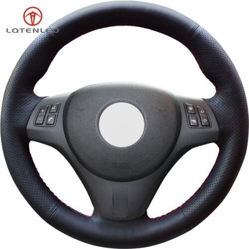 LQTENLEO Black Artificial Leather DIY Car Steering Wheel Cover for BMW M Sport 3 Series E91 320i 325i 330i 335i M3 E90 E92 E93