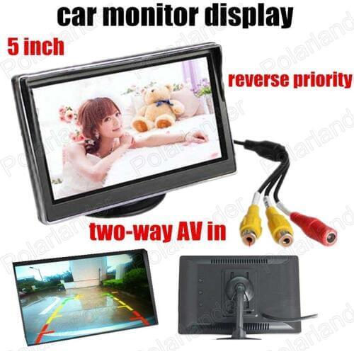Backup rearview Camera DVD reverse priority 2 channels video input HD digital TFT LCD Screen 5 Inch LCD Car Colorful Monitor