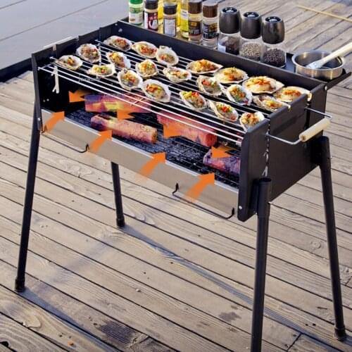 Indoor Household Barbecue Grills Smokeless Barbecue Stove Outdoor Camping BBQ Grill Thickening Carbon Grill Rack for 5-15 People