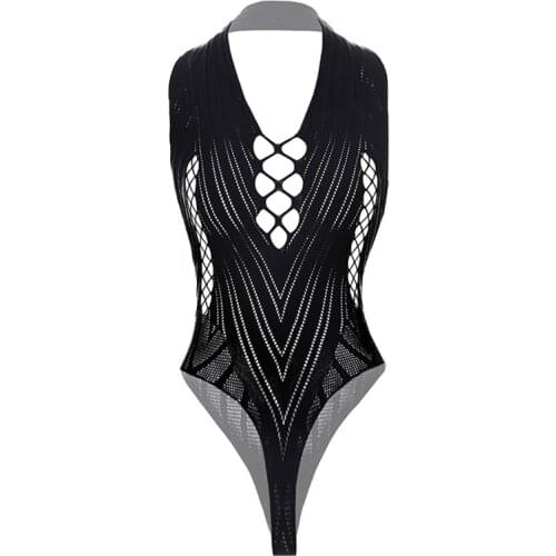 Top Selling Temptation Hollow One-Piece Fishnet Babydoll Lingerie Bodysuit Exotic Women Bikini Sex Underwear Sexy Nightwear