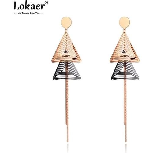 Lokaer Original Design Stainless Steel Hiphop/Rock Earrings Bohemia Geometric Tassel Earrings Jewelry For Women Girls E20276