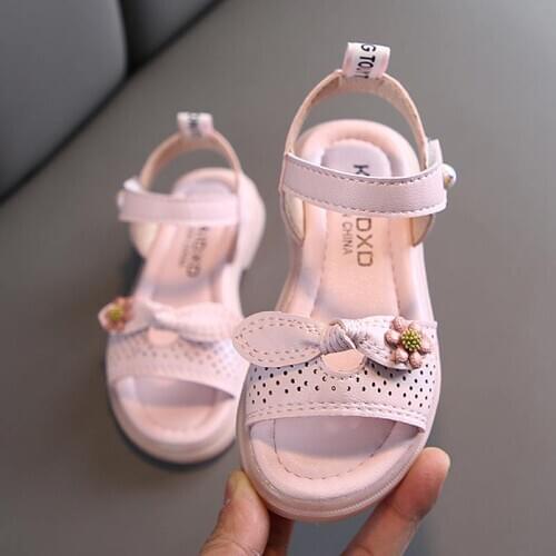 Girls Fashion Sandals Kids Soft Bottom Bow Flower Princess Shoes 2020 Summer New Children Baby Outdoor Beach Non-slip Sandals