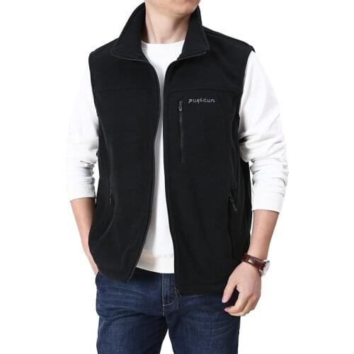 2021 Men Solid Vest Windproof Casual Warm Vest Fleece Coat Men Sleeveless Jacket Autumn and Winter Waistcoat Fashion Vetements