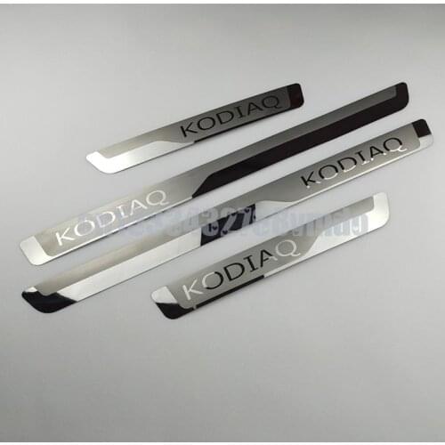 Door Sill Strip for Skoda KODIAQ 2018+ Stainless Steel Scuff Plate Peda Pedal Cover Car Styling Stickers Auto Accessories 4 Pcs