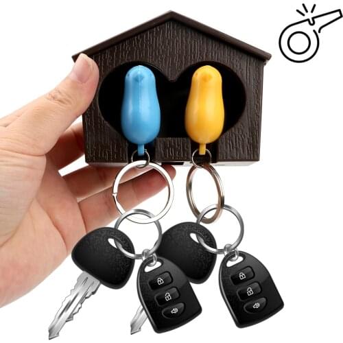 Wall Mounted Creative Bird Whistle Storage Rack Key Organizer Double Bird Nest Sparrow House Couple Keychain Keyholder Hanger