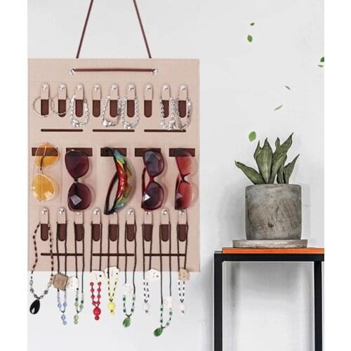 Hanging Organizer Multiple Hooks Multi-Purpose Felt Cloth Sunglasses Earrings Jewelry Organizer Hanger for Home Holder Stand