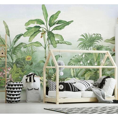 Custom Mural Wallpaper 3D Hand Painted Plant Banana Tree Tropical Rainforest Plant Fresco Living Room Bedroom Home Decor Tapety