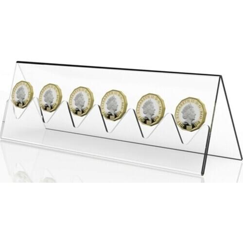 6-Slot Clear Acrylic Commemorative Coin Display Rack Holder Stand for Collector