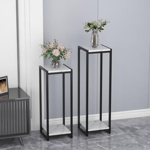 Nordic Light Luxury Marble Flower Stand Decoration Shelf Living Room Balcony Decoration Floor Type Iron Flower Pot Plant Stand