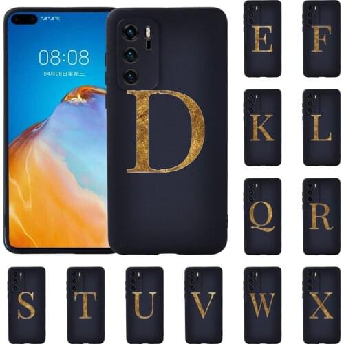 Luxury Soft TPU Silicone Phone Case for Huawei P20/P20 Pro/P30 Pro/P30 Plus/P30 LITE/P40/P40 Pro Initial Name Pattern Cover