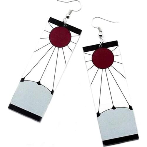 Tanjiro Earrings Kamado Tanjirous Hanafuda Earrings for Cosplay,Anime Gift Dropshipping