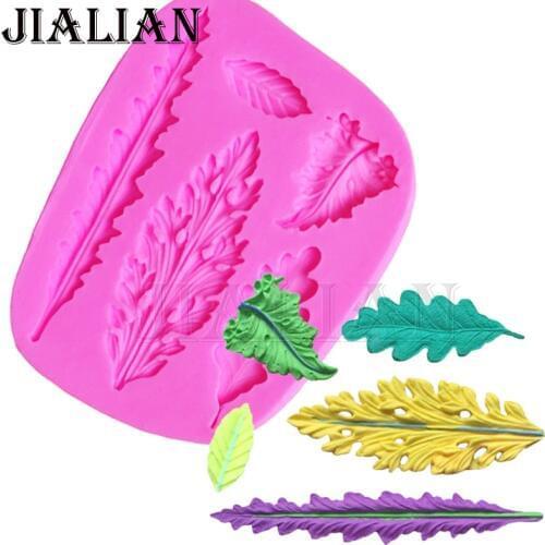 High quality 3D Different shapes of leaves chocolate Party cake decorating tools DIY baking fondant silicone mold T0425