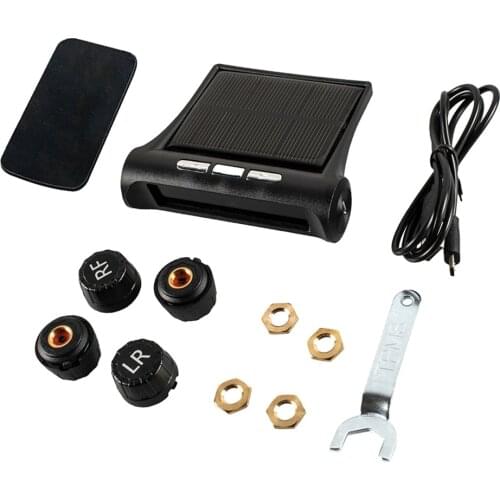 TPMS Solar Power Tyre Pressure Monitoring System Gauge 4 External Sensor Set