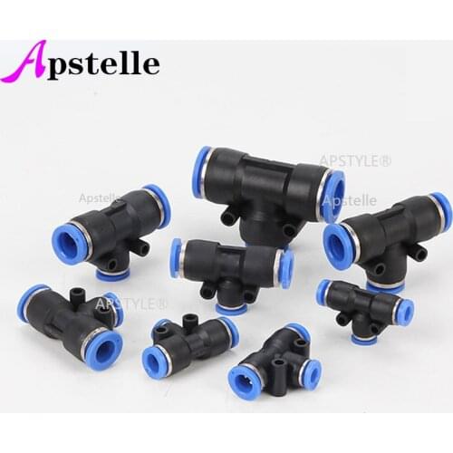 Tee Pneumatic Quick Fittings Connector 4mm 6mm 8mm 10mm 12mm 16mm Change Diameter Joint Quick Couplings Air Compressor