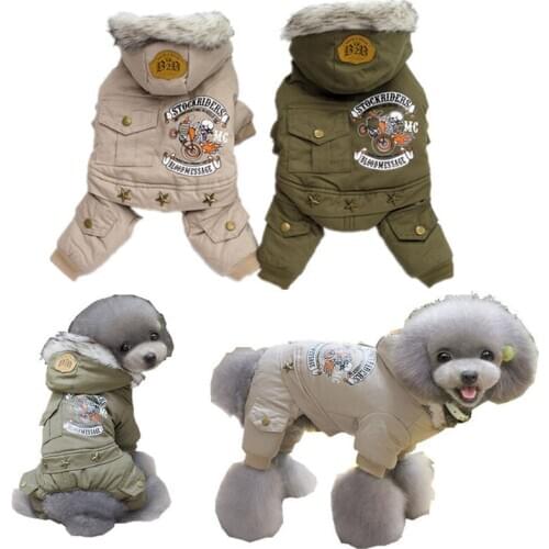 Thickened Pet Jumpsuit Winter Warm Dog Jacket Fashion Pet Coat Hoodie Cotton Coat Dog Clothing For Small Medium Large Dogs