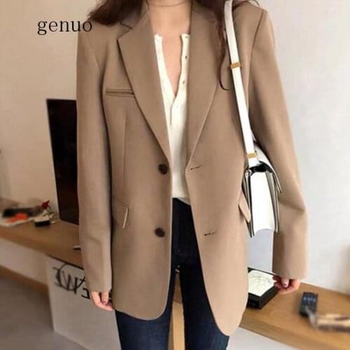 Spring New Fashion Blazer Jacket Women Casual Pockets Long Sleeve Work Suit Coat Office Lady Solid Slim Blazers