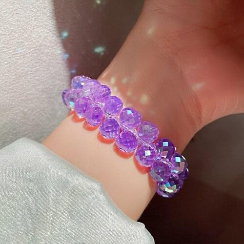 Korean Fashion Transparent Crystal Beads Bracelet for Women Girls Luxury Simple Adjustable Chain Bracelet Jewelry 2021 New
