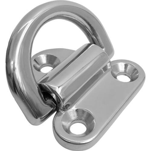 1 Pcs 1.7″x 1.6″ Mirror Polish 316 Stainless Steel Boat Folding Pad Eye Lashing D Ring Tie Down Cleat For Yacht RV Truck Etc