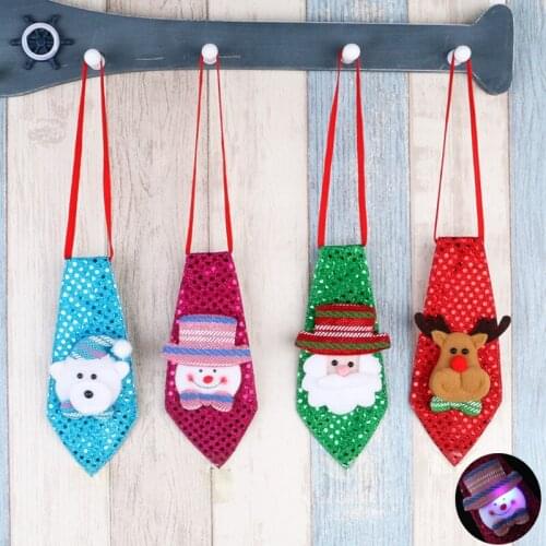 1Pcs Christmas Tie With Light Pendant & Drop Ornaments Adornos Navidad Merry Christmas Decoration Noel Regalos Navidad