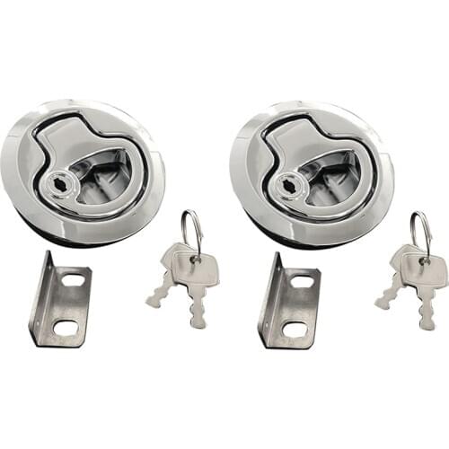 2Pcs Flush Mount Hatch Flush Pull Latch Marine Lock with Key Lift Slam Latch Hardware for Boat Yacht Deck Hatch