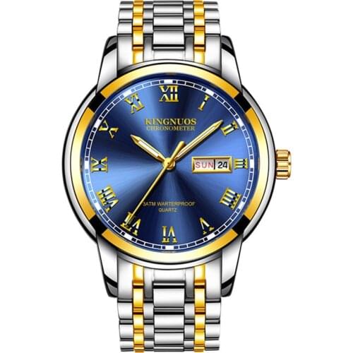 2021 Fashion Blue Men Watches Top Luxury Brand Quartz Watch Men Waterproof Wrist Watch Man Stainless Steel Date Clock Male XFCS