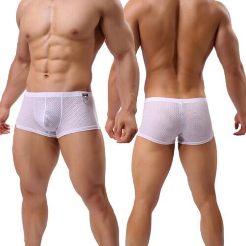 3PCS Fashionable Mens Sexy 3D Bags Breathable Boxer Shorts Nylon Mesh Boxer Sexy Ice Silk Comfortable Underwear for Brave Man