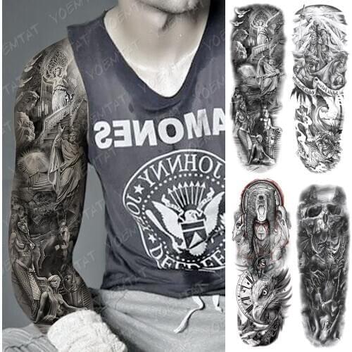 Large Arm Sleeve Tattoo Lucifer Angel Eagle Waterproof Temporary Tatto Sticker Hell Satan Body Art Full Fake Tatoo Women Men