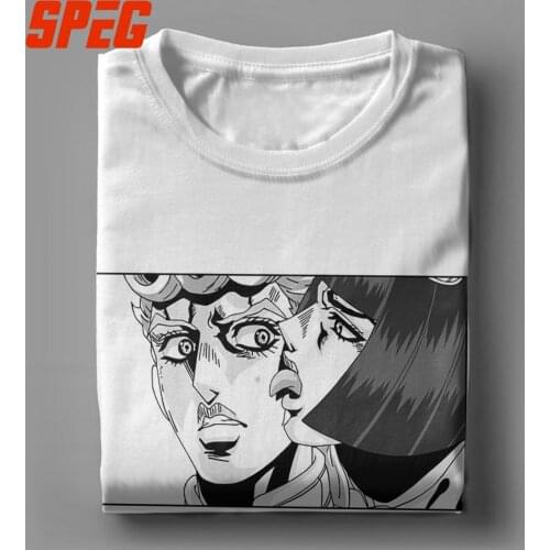 Bucciarati Licking Giorno Men T Shirt JoJo Bizarre Adventure Hipster Tee Shirt Short Sleeve Round Neck T-Shirts Cotton Clothing