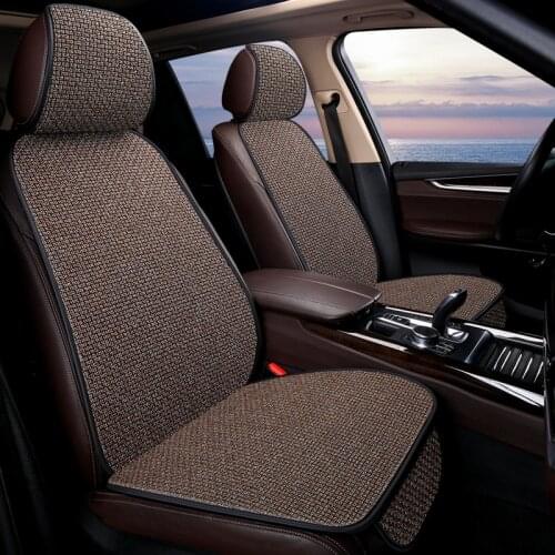 Breathable Car Seat Cover with Headrest Backrest Healthy Flax Car Seat Cushion Thicken Seat Protector Pad Car Accessories