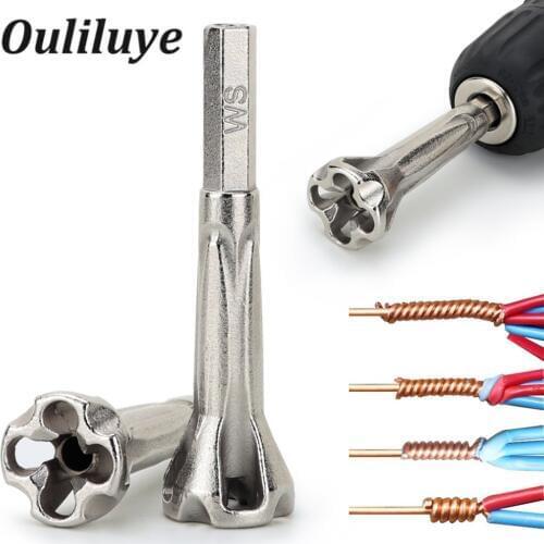 Electrician Automatic Wire Stripper Peeling Twisted Line 4-6 Square 5 Wire Connector Metal Drill Bit Stripping Twisting Tools