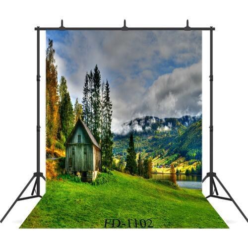 Mountains and Cabins Background For Photo Shoot Props Children Baby Shower Portrait Baby Shower Vinyl Cloth Photo Backdrops