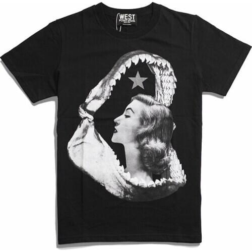 Punk New High 19 unisex Fashion T Shirts shark Teeth Beauty Wars T-Shirt Hip Hop Skateboard Street Cotton T-Shirts Tee Top #J26