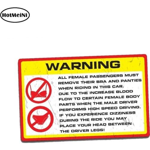 HotMeiNi 13cm x 9.5cm Car Sticker WARNING BRA Decal Funny Car Fast High Speed 4X4 JDM Race Waterproof Car Styling Graphics