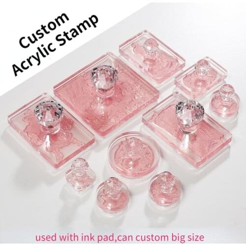 Custom Logo Rubber Stamp Transparent Acrylic Seal Personalized Wedding Card Stamps Paper Fabric DIY Customize Name Branding
