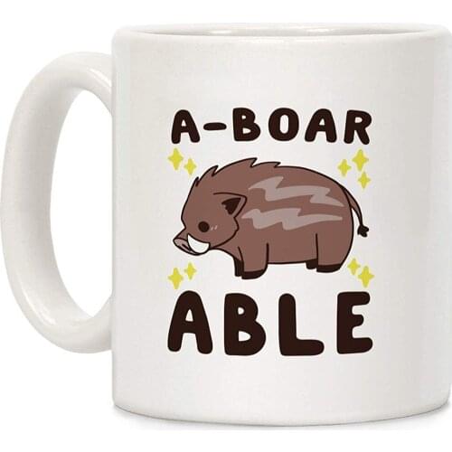 A-boarable - Boar White 11 Ounce Ceramic Coffee Mug