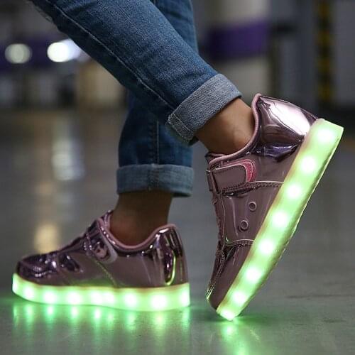 2021 Size 25-38 Glowing Sneaker USB Charging Children Led Casual Shoes Boys Led Slippers Luminous Sneakers Children Casual Shoes