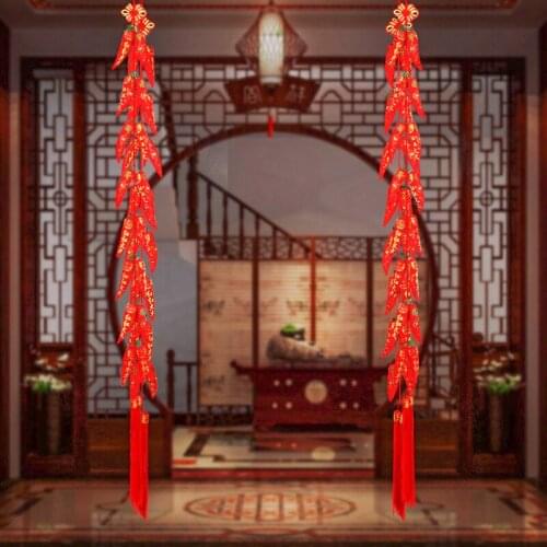Simulation Red Chili Cloth Pepper String Chinese New Year Door Adornment Spring Festival Pendant Living Room Decoration Supplies