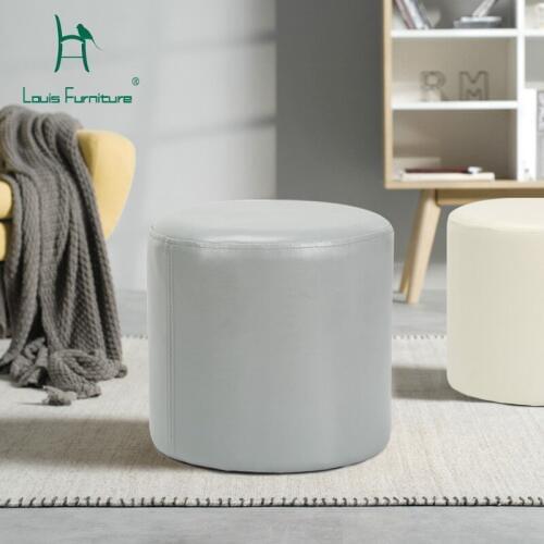 Louis Fashion Stools Ottomans Simple Modern Household Shoes Changing Tea Table Solid Wood Living Room PU Leather Sofa